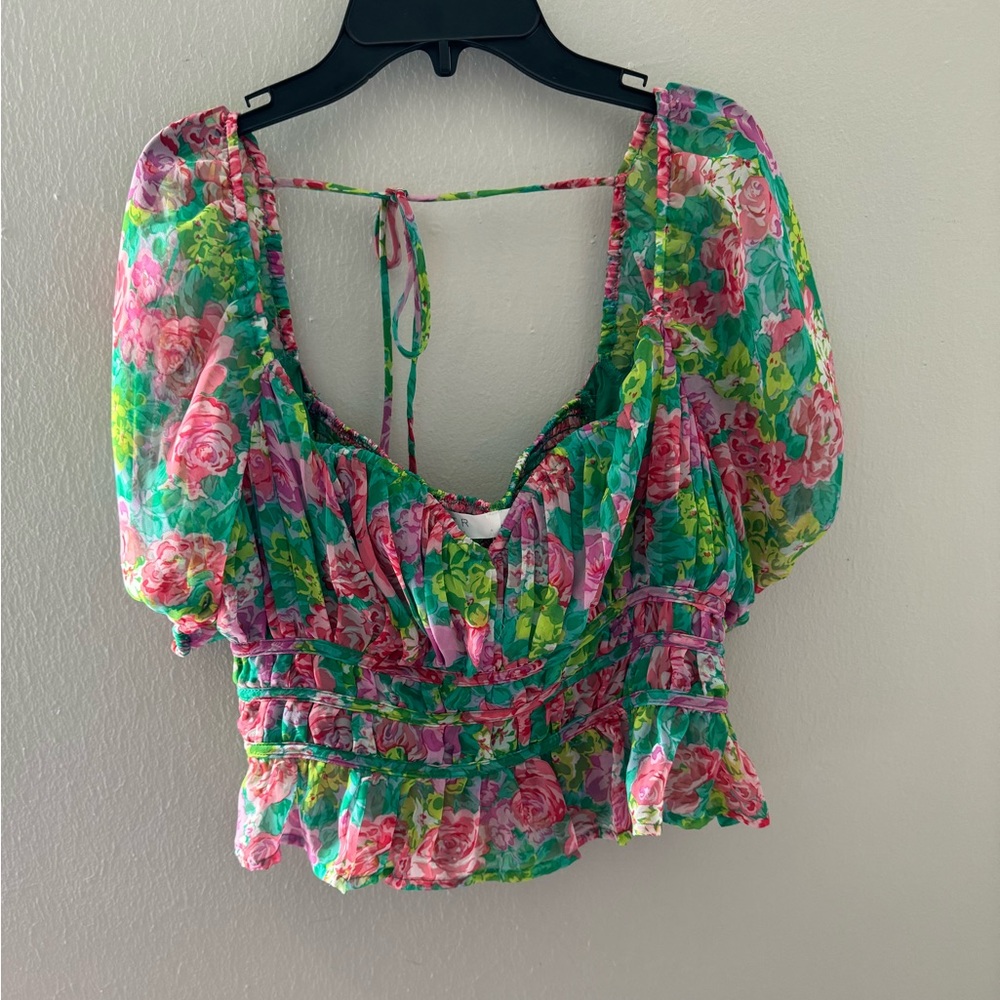 ASTR the Label floral puff sleeve top